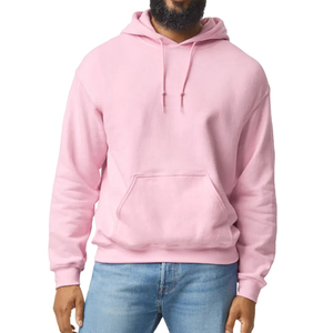 Men's <b>Pink</b> Embroidered Hooded <b>Sweatshirt</b> Regular Fit Solid Color 100% Cotton Fleece Casual with Front Pocket Winter Wear - Product Image 1