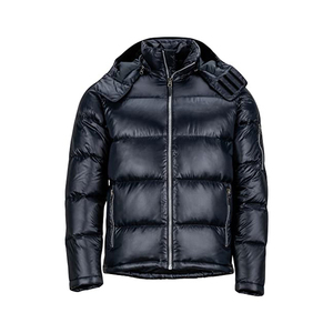 High Quality <b>Leather</b> Puffer <b>Jacket</b> with Hood Heavyweight <b>Winter</b> Warm Bubble Coat Insulated Padded Outerwear Casual Windproof - Product Image 1