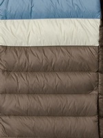 Veste matelassée à capuche, rembourrée de duvet, coupe-vent, hiver, décontractée, fermeture éclair, coupe classique, marron avec rayures bleues et beiges CP-MPJ-11