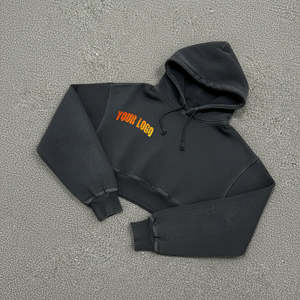 2026 New Arrival Crop Style Loose Fit <b>Women's</b> Hoodie 100% Cotton Fabric <b>Long</b> Sleeve Drop-Shoulder Quick Drying Hoodies For <b>Woman</b> - Product Image 4