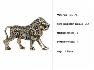 Figurine de lion traditionnelle en métal, sculpture d'animal sauvage avec crinière texturée et détails réalistes, pour la décoration de table de direction et de cheminée - Product Image 6