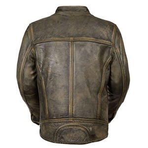 Chaqueta de cuero para moto, corte ajustado, con capucha, para hombre, ropa de cuero para otoño, cierre de cremallera, bolsillos - Product Image 6
