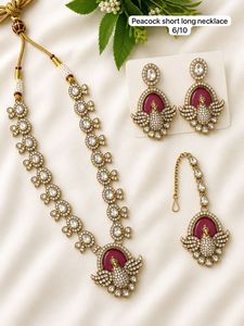 Ensemble de bijoux pour femmes Peacock, plaqué or rose, collier, boucles d'oreilles, bague, cristal CZ, accessoires de mode pour fiançailles, mariage, fête - Product Image 4
