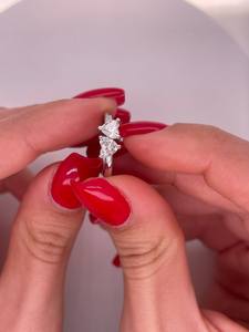 Anillo Romántico de Moissanita con Corte de Corazón Toi Et Moi para Mujer, Plata 925 Original, Ideal para Regalo de Cumpleaños para Novia - Product Image 3