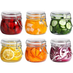 17oz Small Airtight <b>Glass</b> Jars Storage <b>Container</b> Set 6 Clear Preserving Canisters with Wire Lid Seal for Food Storage - Product Image 1