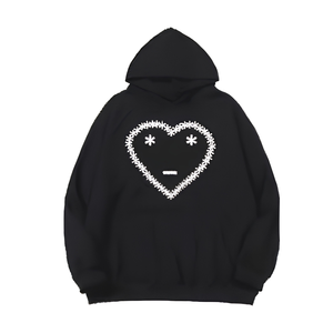 Survêtement unisexe à capuche oversize pour l'hiver, coupe ample, style streetwear coréen Y2K, décontracté, en molleton de coton épais French Terry, motif cœur - Product Image 1