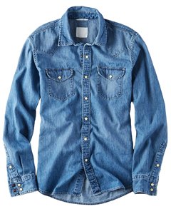 Chemise en jean pour homme, manches longues, bleue, boutonnée, décontractée, en coton, pour tenue quotidienne, activités de plein air et occasions décontractées - Product Image 6