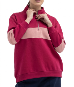 Ostriya Intl 2026 Women Streetwear Turtleneck Lightweight 100% Cotton Solid Front Embroidered <b>Drop</b>-shoulder Sweatshirt Oversized - Product Image 4