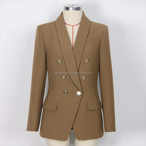 Primavera 2025, chaqueta de lujo de alta calidad para mujer, cuello chal, nueva chaqueta para mujer, traje ajustado con botones dorados clásicos para mujer, otoño - Product Image 4