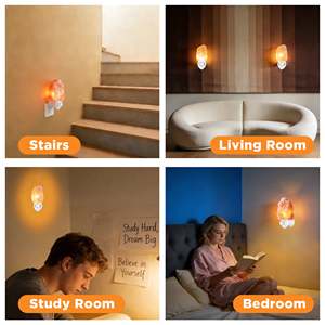 Lámpara Nocturna de Sal Rosa del Himalaya, Feng Shui, Portátil, Hecha a Mano, Decoración Navideña para el Hogar con Enchufe con Certificación CE - Product Image 4