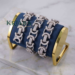 S925 Silver Rhodium Plated 10K Gold Plated Lab Grown Diamond Link Chain Hiphop Wedding <b>Statement</b> <b>Necklace</b> Luxury - Product Image 2