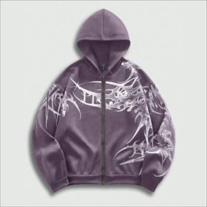 Sudadera con capucha y cremallera de algodón grueso de alta calidad para hombre, estilo vintage, ropa de calle, chándal de otoño, tejido de punto oversize bordado - Product Image 1