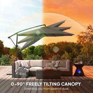 Ombrellone da Patio con Manovella e Inclinazione, Raggio 2,7 m, Lunghezza 3 m, con Copertura e Rotazione a 360° - Product Image 5