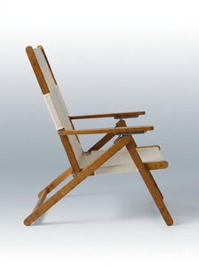 Silla Reclinable Plegable de Madera de Teca Sólida, Silla de Exterior con Tela, Portátil, para Playa, Jardín, Patio, Hotel, Villa - Product Image 3