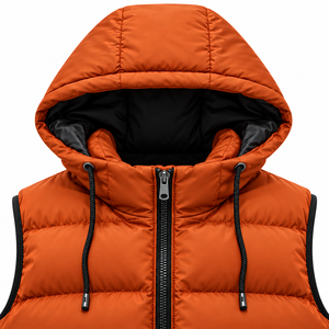 Chaleco Acolchado con Capucha para Hombre, Color Naranja, Estilo Casual, Resistente al Viento, para Invierno - Product Image 3