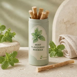 Palillo de higiene dental herbal Miswak con sabor a menta, hecho de madera natural de Miswak con sabor a menta para dientes saludables y cuidado diario de las encías. - Product Image 1