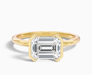 <b>Emerald</b> Cut Moissanite <b>Ring</b> 925 Sterling <b>Silver</b> Yellow Gold Plated Elegant Luxury Engagement <b>Ring</b> Dainty Wedding Bridal Party - Product Image 1