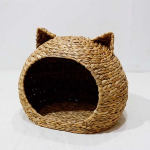 ตะกร้าใส่สัตว์เลี้ยงรูปแมวทำมือจากผักตบชวา พร้อมเบาะนุ่ม - Product Image 4