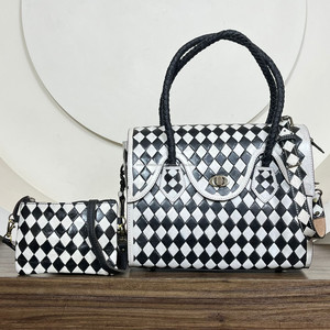 2025 nuevo conjunto de moda 2 en 1 diseño a cuadros bandolera de mano con mano de cuero de vaca para mujer Mini bolso cruzado - Product Image 4