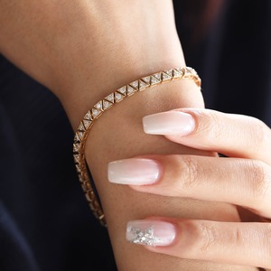 Triangle Diamond <b>Bracelet</b> 10K 14K 18K Gold 925 Silver Geometric Tennis <b>Bracelet</b> Round Cut Diamond Minimalist Fine Jewelry - Product Image 5