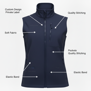 Unisex Slim Fit Vest Soft Shell Stand Collar Waterproof Windproof Quick Dry Hiking Jacket Zipper Closure Winter Outdoor <b>Gilet</b> - Product Image 6