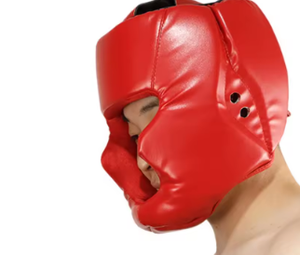 Casque de boxe en PU rouge avec masque facial protecteur HW-BHG-001 pour l'entraînement, le sparring, le MMA, le Muay Thai, le Taekwondo, unisexe, jeunes, débutants HAWK - Product Image 2