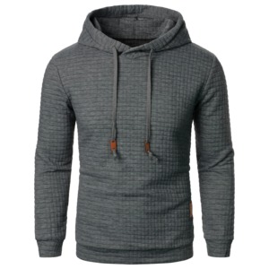 Sweat-shirt en polaire à capuche rouge pour homme, coupe ample, manches longues, couleur unie, tricoté en polyester, vêtement décontracté d'hiver 2027 - Product Image 5