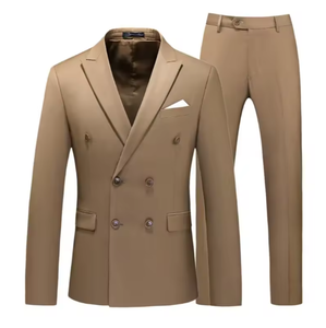 Ensemble de costume jaune ajusté pour homme, tenue de cérémonie trois pièces (gilet, veste, pantalon), couleur unie, anti-plis, en polyester - Product Image 5