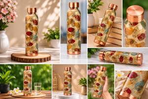 Botella de Agua de Cobre con Diseño de Hojas Bohemias, Portátil para Viajes - Product Image 5
