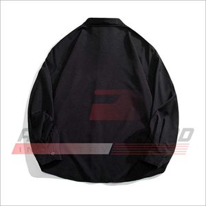 เสื้อเชิ้ตแขนยาวสีดำสำหรับผู้ชาย แบบติดกระดุม ผ้าทอสีพื้น สวมใส่สบายๆ สำหรับฤดูใบไม้ร่วง - Product Image 5