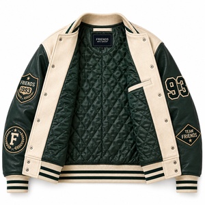 Veste universitaire en cuir vert clair pour homme, avec patch brodé personnalisé, style preppy, pour l'automne - Product Image 5