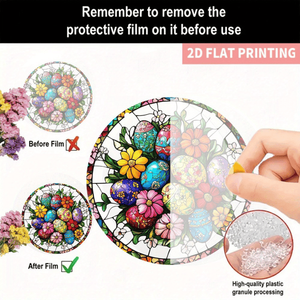 CIFbuy Acrylic Boho Style Easter Eggs Sun Catcher Decorazione floreale da appendere alla finestra per la primavera Decorazioni per la casa Acchiappasole in cristallo colorato - Product Image 6