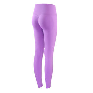 High Waist Solid Pink <b>Leggings</b> Full Length Knitted Stretch Breathable Sporty Women's <b>Leggings</b> - Product Image 2