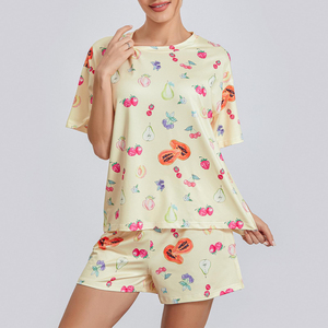 Conjunto de Top y Shorts Casuales de Verano para Mujer, Manga Corta, Cuello Redondo, Algodón y Spandex, Secado Rápido, Ligero y Transpirable - Product Image 2