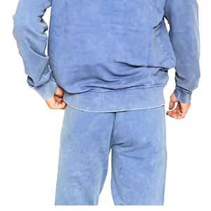 Ensemble de survêtement décontracté ECHO EDGE pour homme, coupe régulière, respirant, en polyester délavé bleu, style streetwear, avec sweat à capuche et pantalon de jogging - Product Image 6