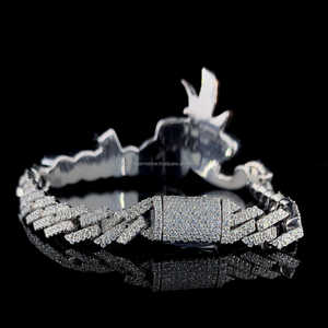 Custom Letter 'Ainhoa' Cuban Link the Pigeon <b>Tie</b> <b>Clips</b> 925 Sterling Silver Two-Tone Diamond Round Brilliant Cut Bezel Set - Product Image 4