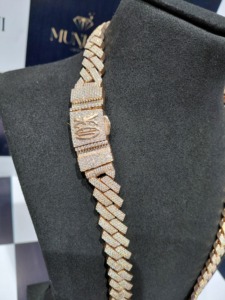 925 Sterling Silver Rose Gold Moissanite Cuban Link <b>Chain</b> Pass Diamond Tester Hip Hop <b>Iced</b> <b>Out</b> Necklace For Men - Product Image 2