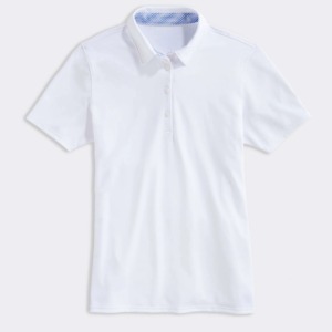 Polo à manches courtes blanc pour femme, 100% coton, tissu Oxford, respirant, design uni, coupe classique - Product Image 1