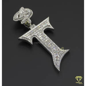 Baguette Lab Grown Cross Pendant Hip Hop Necklace <b>Iced</b> <b>Out</b> Statement Jewelry Fashion <b>Chain</b> Gift - Product Image 5