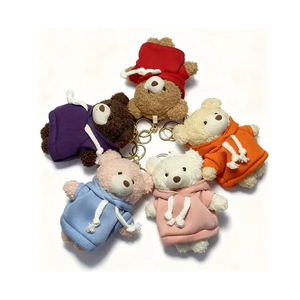 <b>Cute</b> Plush <b>Bear</b> Keychains 3D Cartoon Soft Toy With Hoodie In Multiple Colors For Kids And Girls - Product Image 1