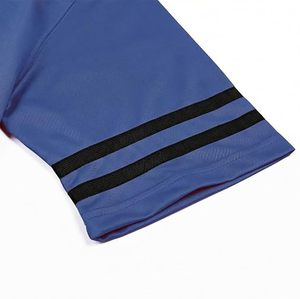 Maillot de sport bleu en polyester à manches courtes et col en V, léger, pour l'athlétisme, en polyester lavable - Product Image 4