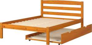 Cama completa contemporánea TNT Econo para niños con cama nido individual – Madera maciza de pino miel, diseño de panel tradicional - Product Image 4