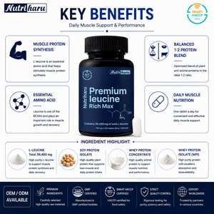 Protéine de lactosérum premium RichMax L riche en leucine, formule hyperprotéinée pour l'énergie, la santé musculaire et la force, support OEM, marque privée, leucine - Product Image 3