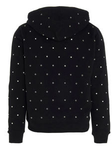Sudadera con capucha y cremallera para hombre, con logotipo personalizado, de forro polar grueso, negra, con gráfico gótico de cristal y pedrería, estilo streetwear - Product Image 5