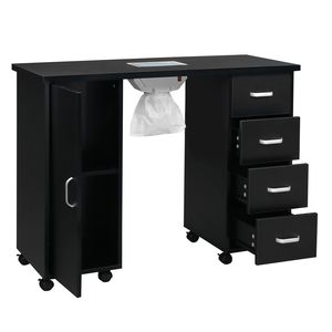 Table de manucure noire en MDF à porte simple avec 4 tiroirs et ventilateur - Product Image 6