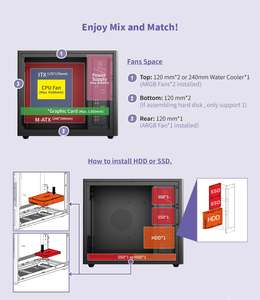Caja de PC de Torre Media M-ATX ITX de Vidrio Templado, Producto en Stock con 3 Ventiladores ARGB - Product Image 5
