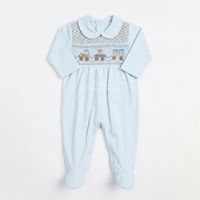 Barboteuse Smockée Violette pour Bébé Fille en Coton Premium à Manches Longues avec Pieds Intégrés, Conception Personnalisée Faite Main