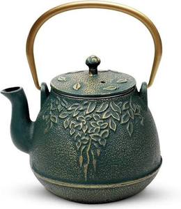 Traditional Chinese Metal Tea <b>Kettle</b> With Lid <b>Green</b> Leaf Design Metal Handle Water Pot - Product Image 1