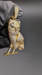 Colgante de moissanita con diseño de búho de dibujos animados, amuleto para amantes de las aves, chapado en oro, plata de ley 925, joyería fina, colgantes y amuletos - Product Image 5