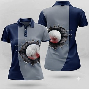 Elegante Polo de Golf Gris Azul Marino para Mujer, Ropa Deportiva, Informal, Transpirable, de Manga Corta - Product Image 5